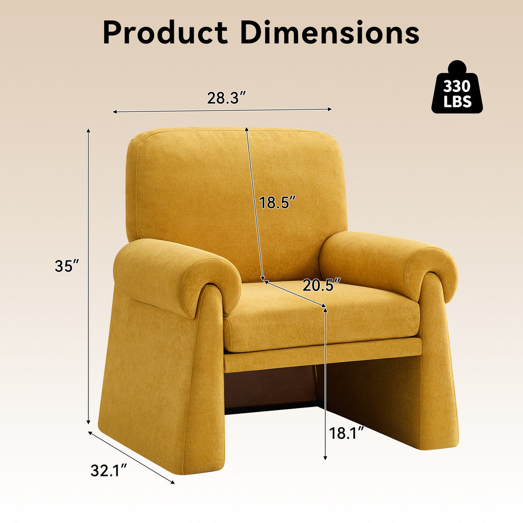 Oversized Accent Chair，Yellow