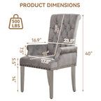 Velvet Dining Chair with Arms，Gray