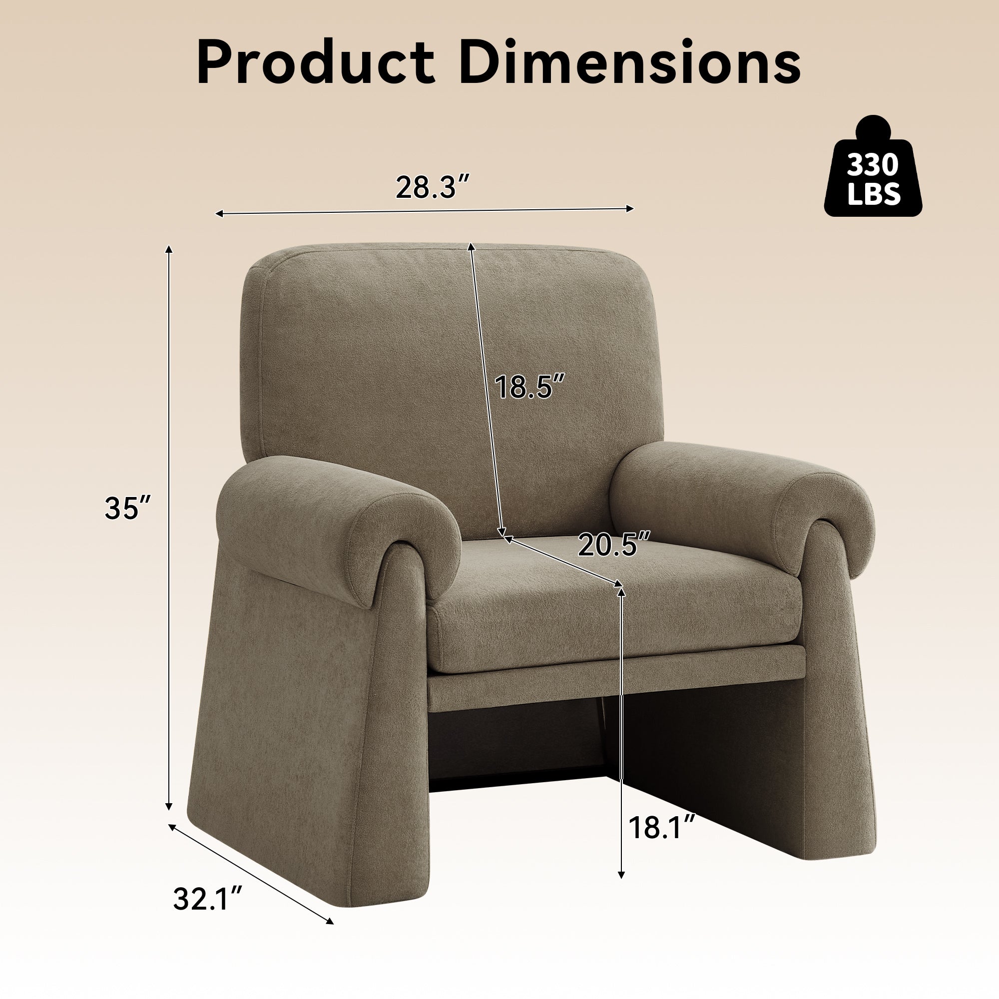 Oversized Accent Chair，Taupe