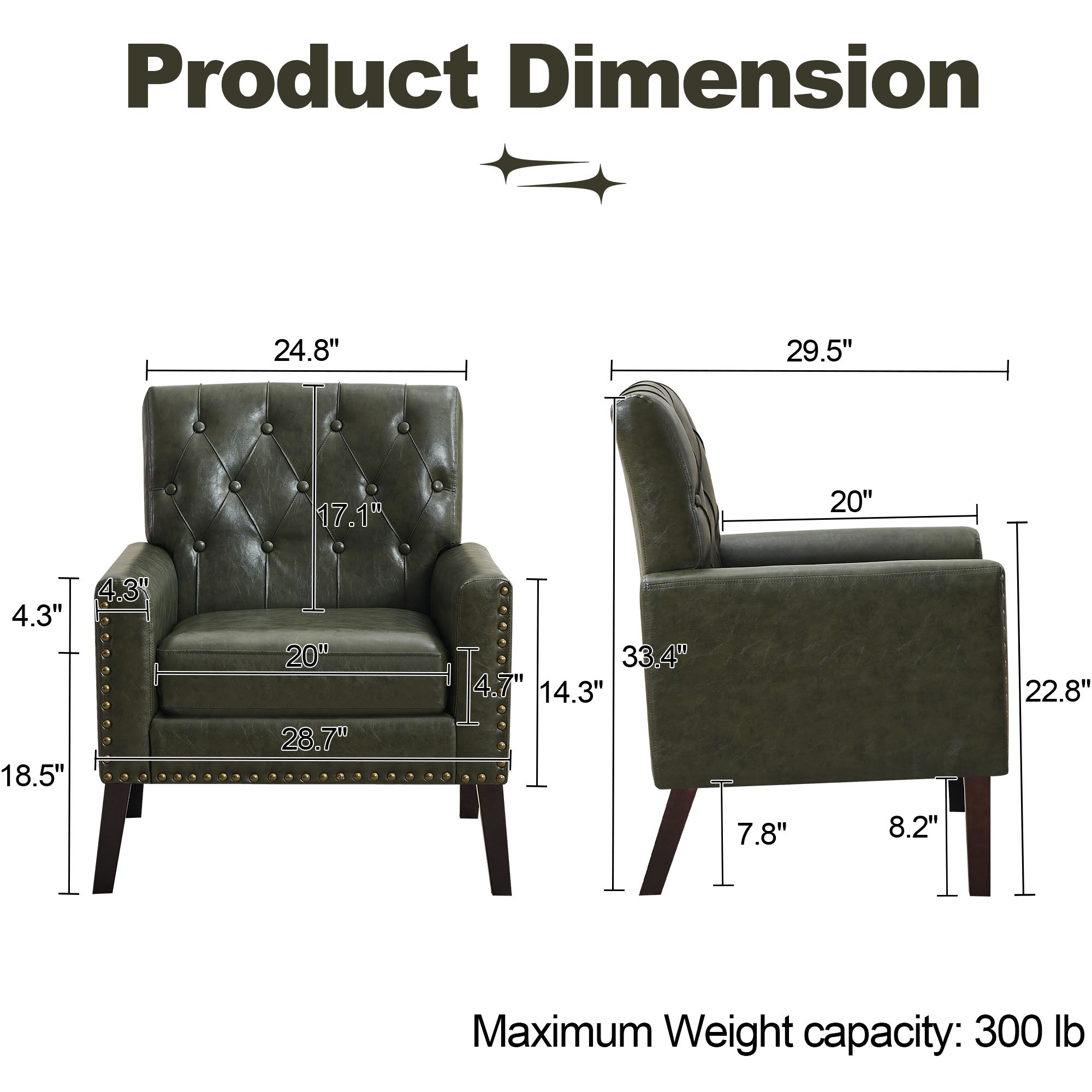 Mid Century Modern Accent Chair, Green