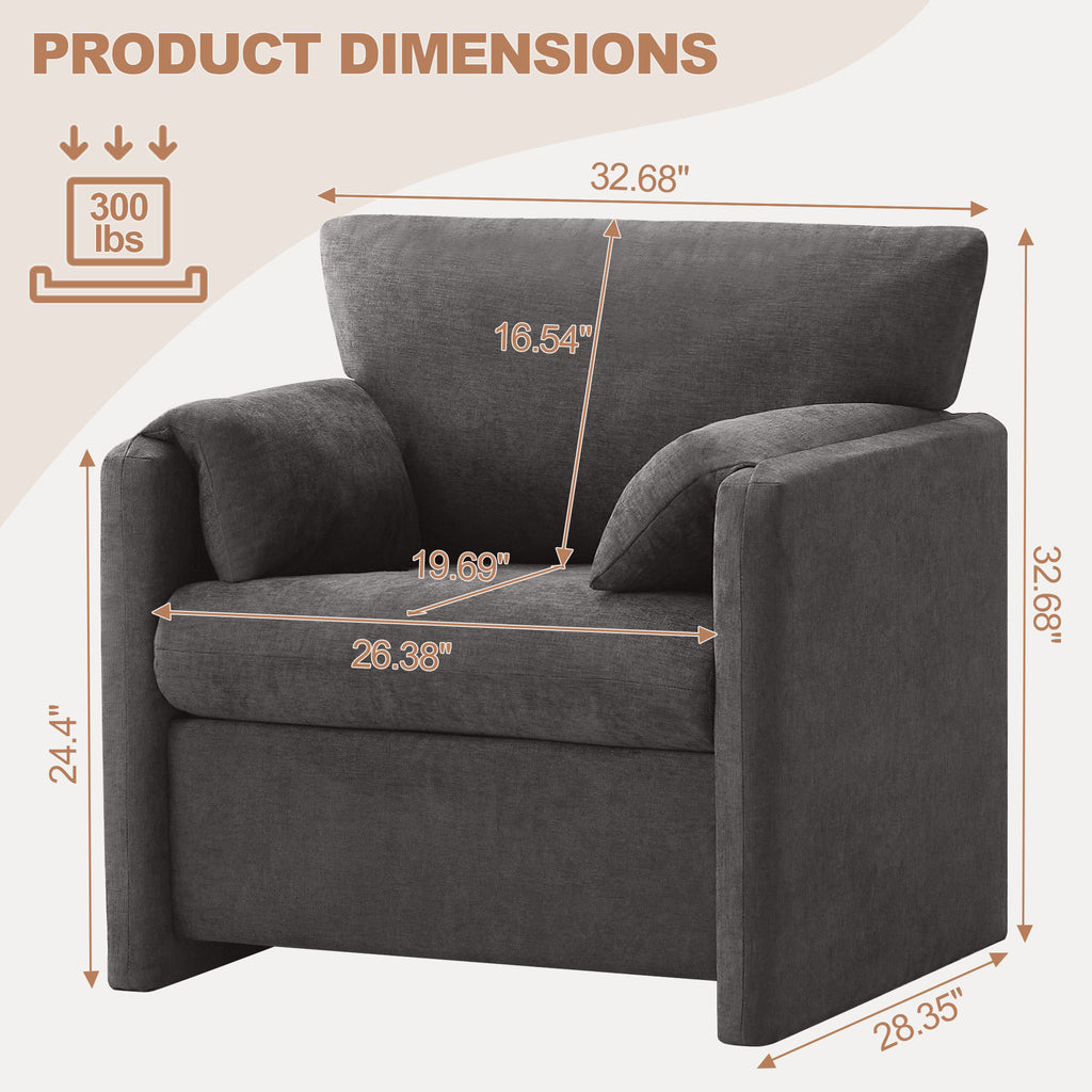 Oversized Accent Chair for Living Room，Dark Gray
