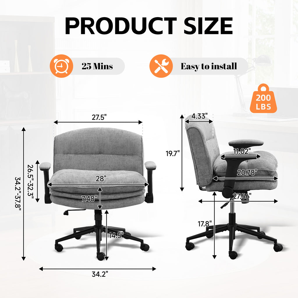 Criss Cross Chair with Flip-up Arms，Gray