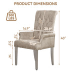 Velvet Dining Chair with Arms，Taupe