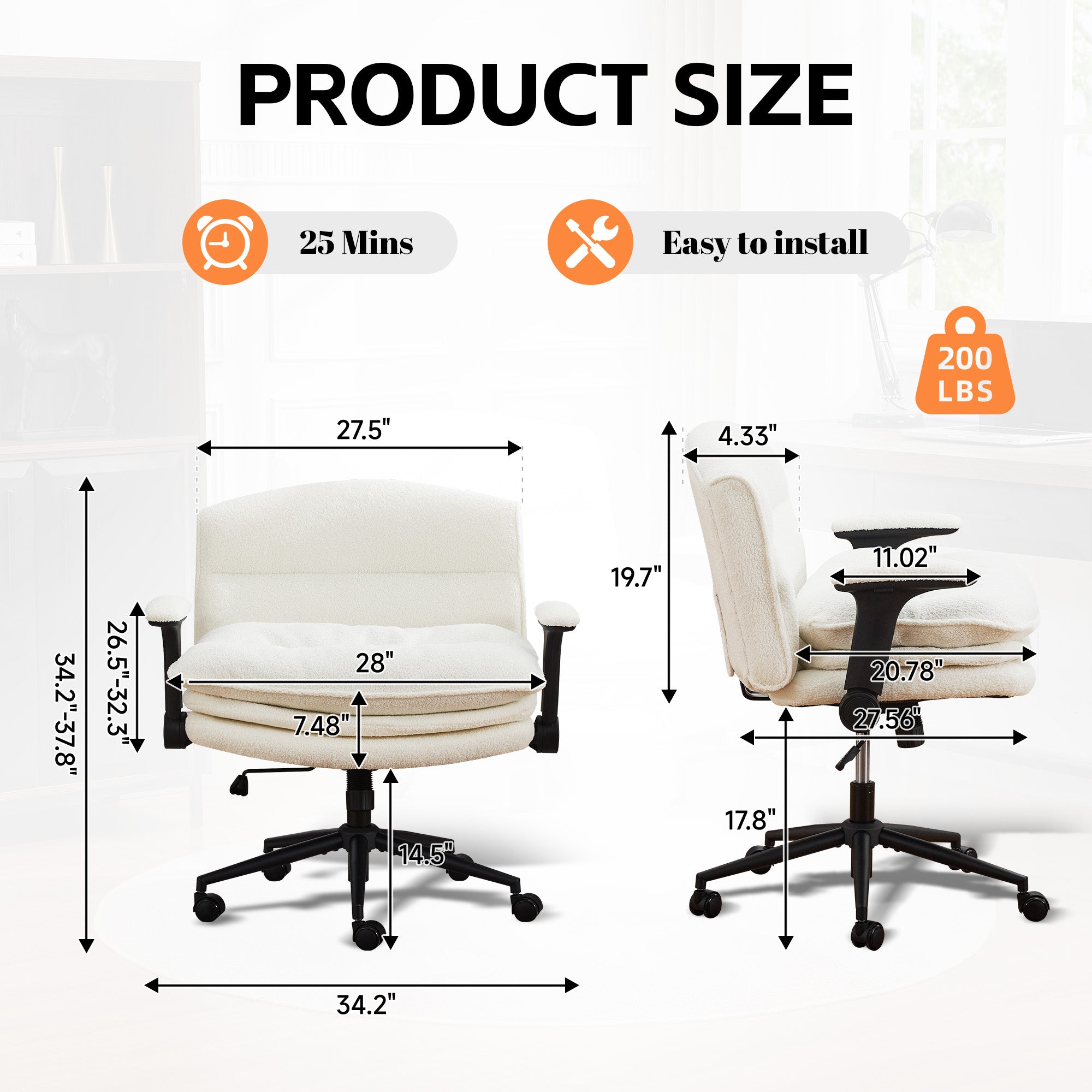 Criss Cross Chair with Flip-up Arms，Beige