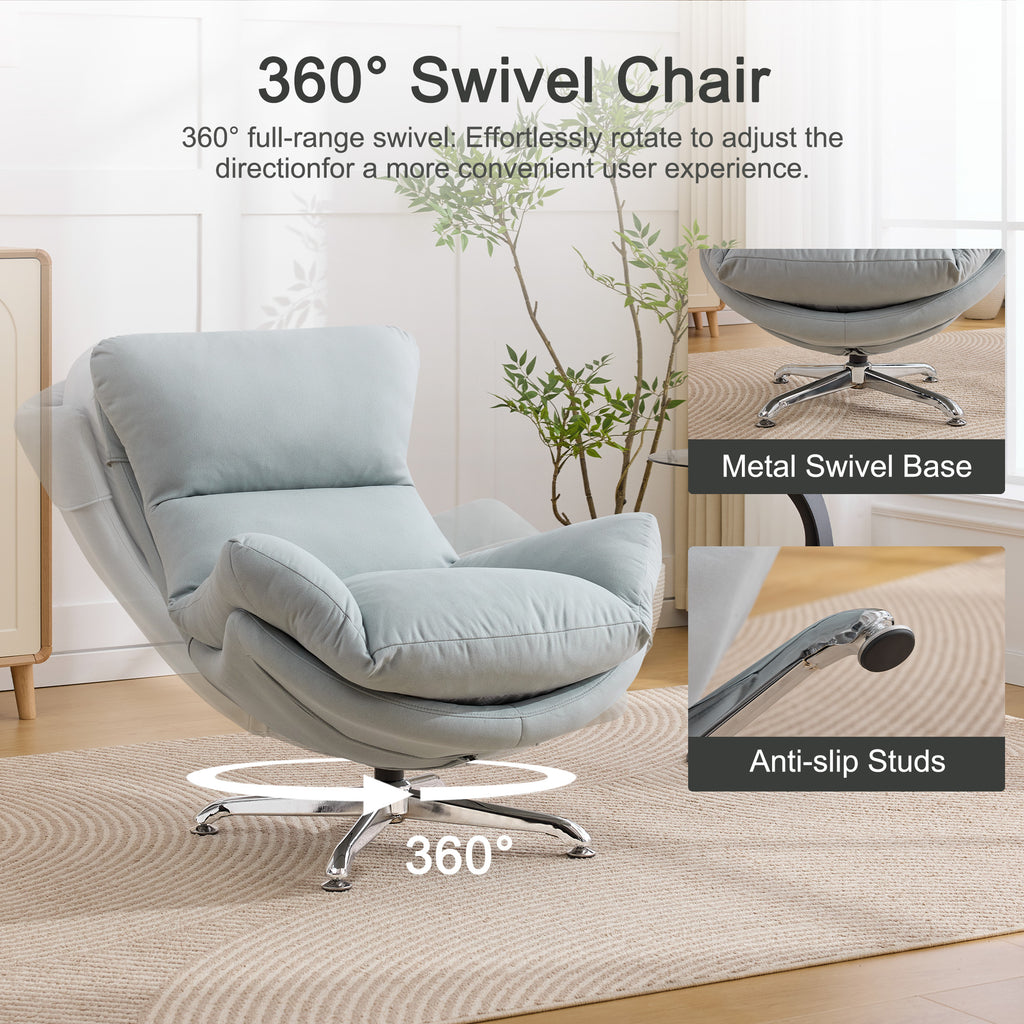 Swivel Oversized Accent Chair，Blue
