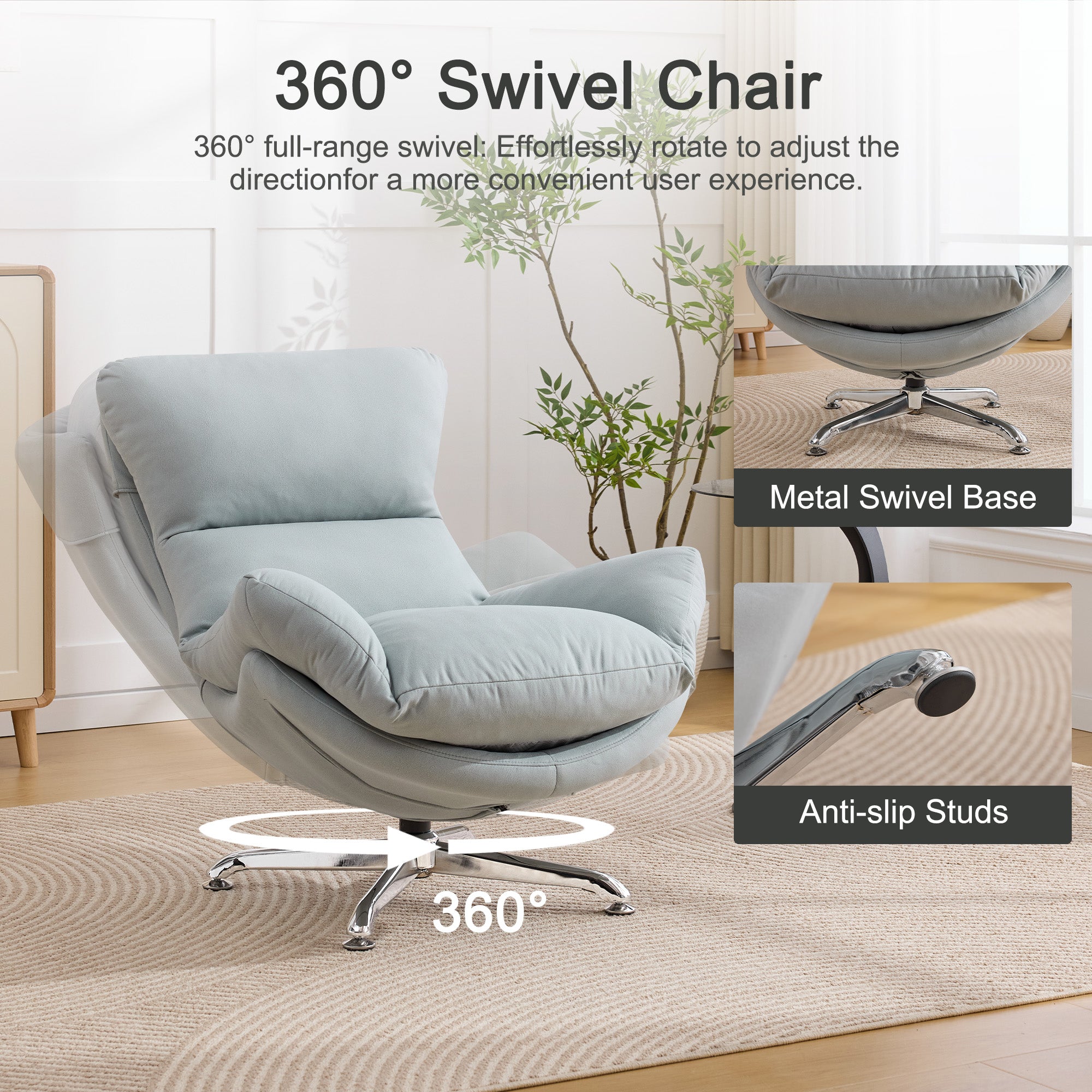 Swivel Oversized Accent Chair，Blue