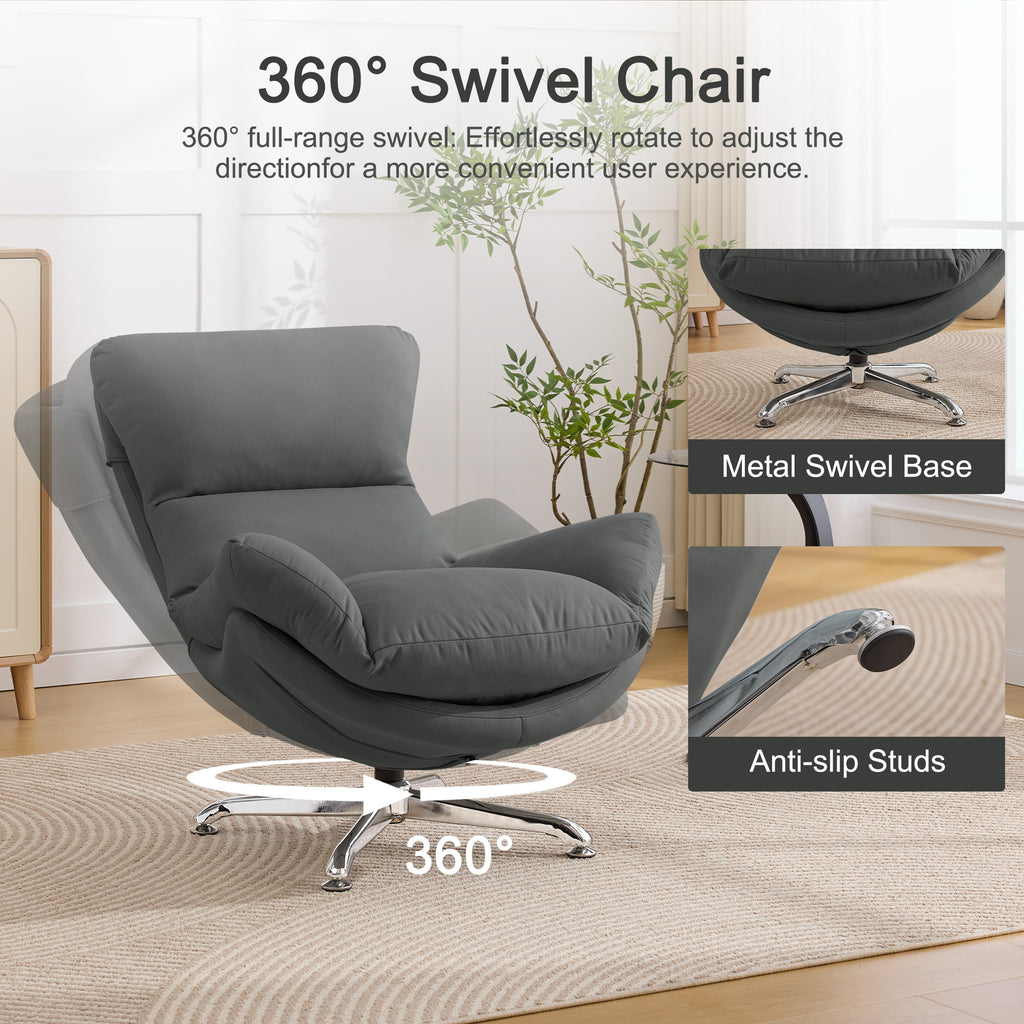 Swivel Oversized Accent Chair，Gray