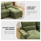 U Shaped Cloud Modular Sofa with Chaise Lounges，Green