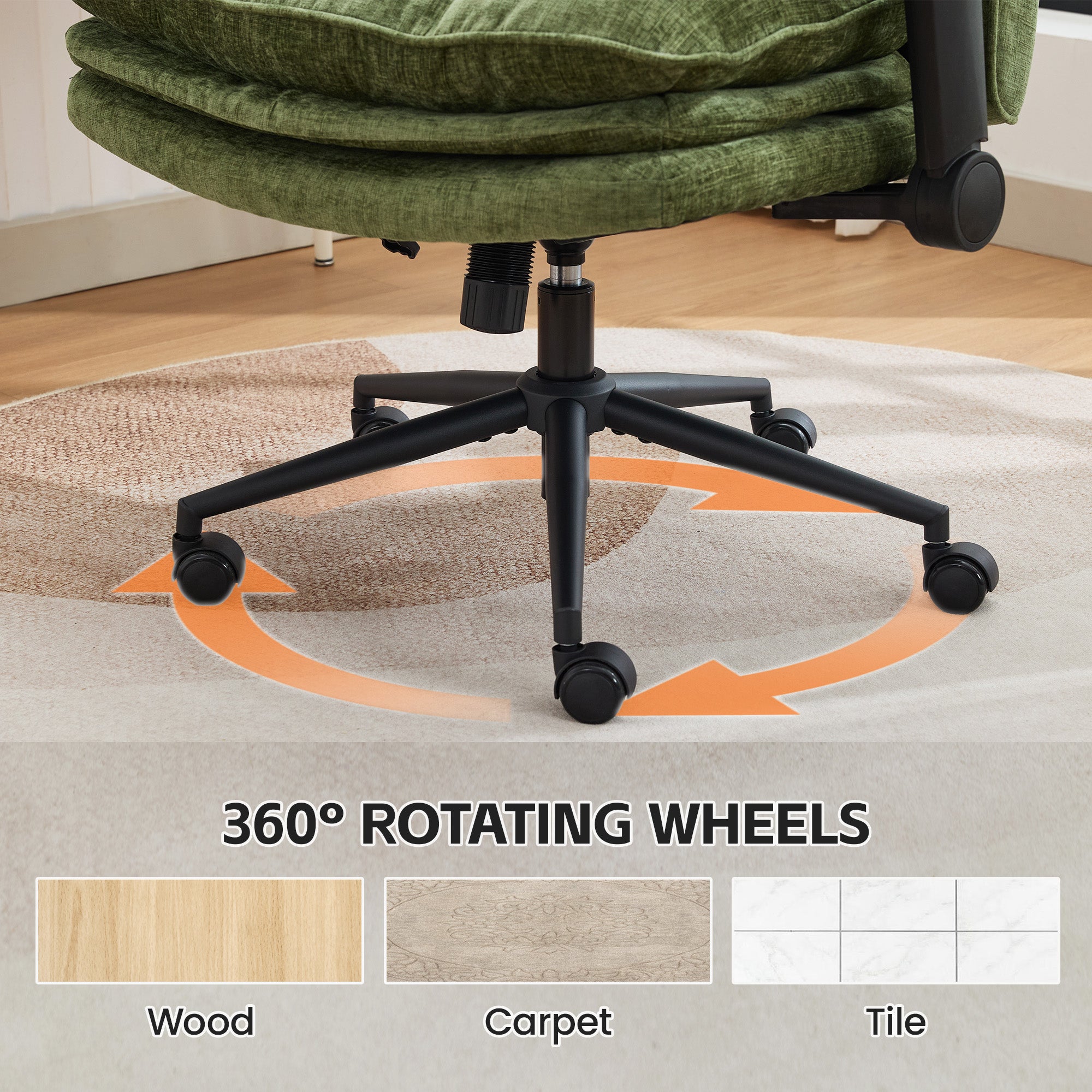 Criss Cross Chair with Flip-up Arms，Green